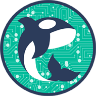 Seattle Built PCs logo: orca whale in front of circuit board